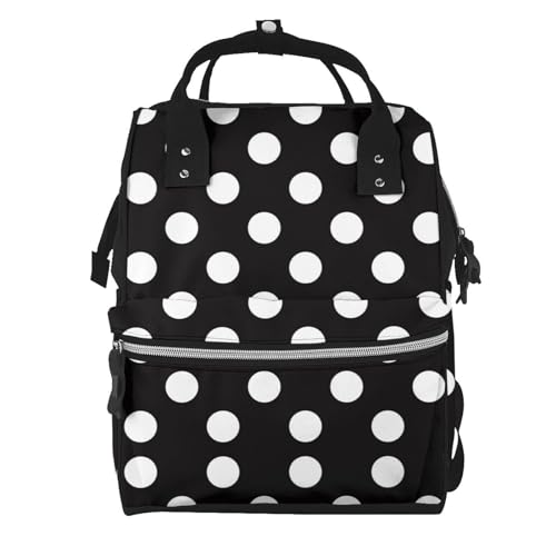 Mosytuky Diaper Bag Backpack For Women, Black And White Polka Dot Waterproof Multifunction Travel Pack Maternity Baby Changing Bags, Nappy Baby Bags...