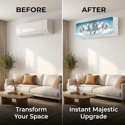 Image of Split AC Cover 1 ton, 1.5 ton to 2 Ton |Designer Digital Print Indoor AC Dust Cover | Stretchable Lycra Fabric | 38x12x9 Inch | Washable Polyester AC Indoor Unit Cover | Dust Dirt Resistant