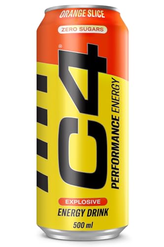 C4 Explosive Carbonated Energy Drink | Zero Sugar, Low Calorie Pre-Workout with 160mg Caffeine, Beta-Alanine & Taurine | Energy for Focus & Performance | Orange Slice | 500ml Cans | Pack of 12