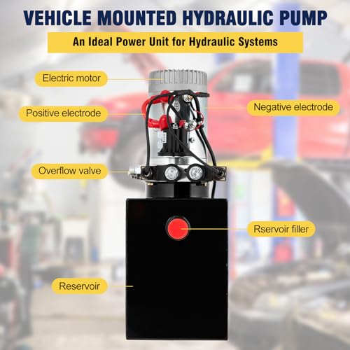 Image of Litake Double Acting Hydraulic Power Unit 12V 10.5 Quart Car Lift Hydraulic Pump Power Unit, Hydraulic Pumps with 10L Steel Tank, Car Lift Hydraulic Power Unit for Auto Repair