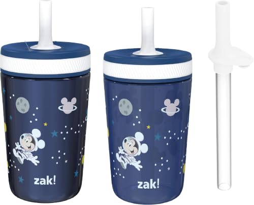 Image of Zak Designs Disney Mickey Mouse Kelso Tumbler Set, Leak-Proof Screw-On Lid with Straw, Bundle for Kids Includes Plastic and Stainless Steel Cups with Bonus Sipper (3pc Set, Non-BPA) (Pack of 12)