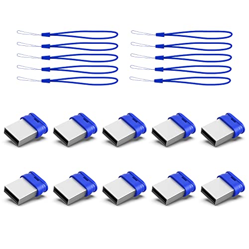Image of 32GB Small USB Drive K&ZZ 10 Pack 32 GB Mini Thumb Drive with Lanyard 32G Low Profile USB Flash Drive Short Flash Drives for PC Laptop (32GB, Blue)