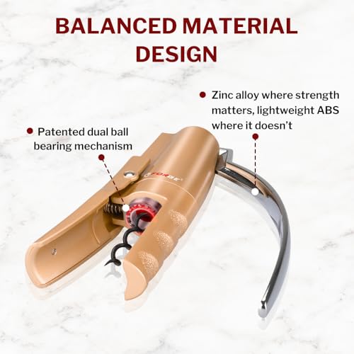 Forge Quality Compact Vertical Lever Corkscrew Wine Opener with Foil Cutter. 3 Seconds to Open a Bottle of Wine. Champagne Gold. - Thumbnail 3