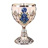 Mini cáliz de 30 ml, aleación de zinc, diseño retro de flores en relieve, elegante taza de chulo, adornos de gabinete de vino, copa de vino pequeña para cerveza, cóctel, whisky, adornos retro