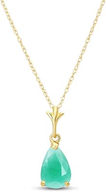 Galaxy Gold GG 14K Gold Pear-shaped Natural Emerald Pendant Necklace