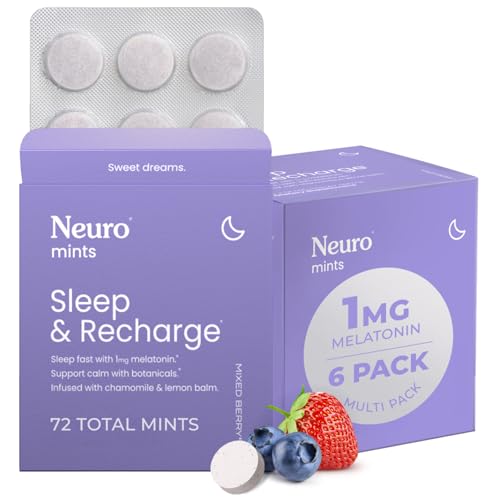 Neuro Sleep & Recharge Meltaway Mints - Contains Melatonin 1 mg, Chamomile & Elderberry - Travel Aid for Nighttime Relaxation & Healthy Sleep Cycle - Mixed Berry, 72 ct