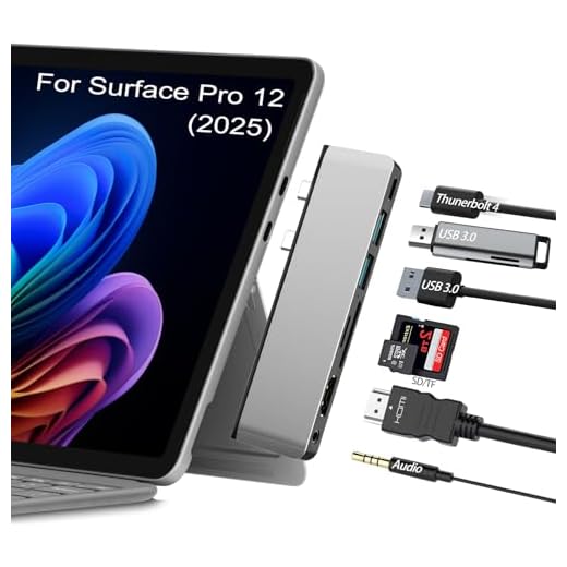 Surface Pro 12 Accessories Docking Station, USB Hub and Adapter with 4K HDMI, USB-C Thunderbolt 4 (Display+Data+100W PD), 2 USB 3.0, 3.5mm Audio, SD/TF Card Slot for Surface Pro 12 inch 2025