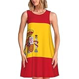 LONGZEHAO Robe d'été décontractée sans manches avec poche pour femme Motif drapeau espagnol 2025, noir, Taille M