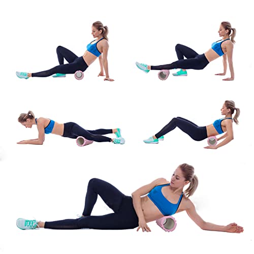 Mkeevee 6 In 1 Foam Roller Set Includes Hollow Core Massage Roller,Stretching Strap,Plantar Fasciitis Ball,Resistance Bands,Carrying Bag For Deep Muscle Massage Pilates Yoga (Pink) #TOP1