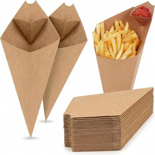 RAINFLOW 30 PCS Disposable Charcuterie Cups - French Fry Holder Paper Cones Snack Cups Easter Charcuterie Cup French Fries Holder with Dipping Cup for Onion Rings Popcorn Dessert for Party