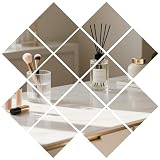 BATHRINS 10 Stück Spiegel zum Kleben 15x15 cm, Selbstklebende Spiegelfolie Acryl, Flexibler Klebespiegel für Wand, Badezimmer, Schrank, Wohnzimmer, Schlafzimmer