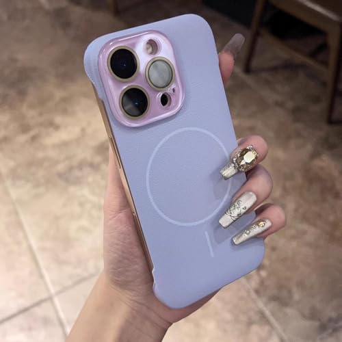 Étui en cuir de litchi pour iPhone 16 Pro Max coque magnétique luxe violet