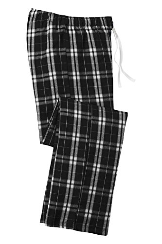 District Ladies Juniors Flannel Plaid Pant, Black S3