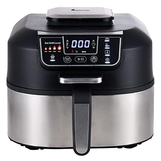 MasterPro Smokeless Grill | Grill Eléctrico con Tecnología Cyclonic Air Max 260º de 1760W de Potencia | 5 Funciones en 1 | Freidora de Aire | AirFryer, Horno y Deshidratador de Alimentos