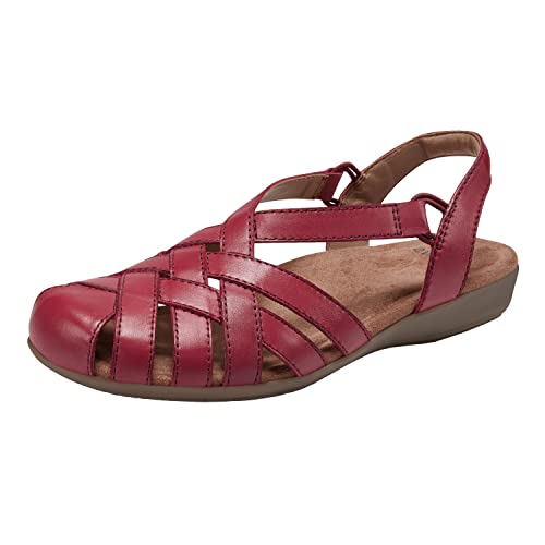 Earth Origins Women’s Berri Sandal I Slip Resistant Closed-Toe Leather Sandal For Casual, Everyday - Bright Red - 10 #TOP3