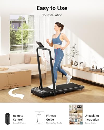 Image of THERUN Walking Pad, 2 in 1 Foldable Treadmills for Home, 2.5HP Under Desk with Handle Bar, 16 inch Widened Running Belt, Treadmill with Remote Control & LED Touch Screen