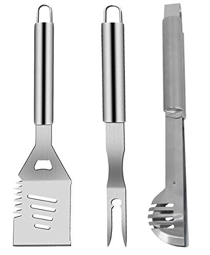 Amarine Made Outdoor Barbecue Grilling Tool Set 17 inch Stainless Steel BBQ Grill Tools Kit -Including Spatula Tongs Fork Grill Utensils Set for Camping Grilling Outdoor Grill Kit