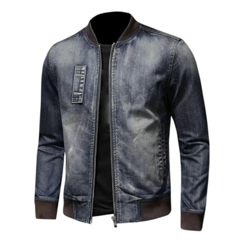Veste denim homme col montant en coton premium style vintage