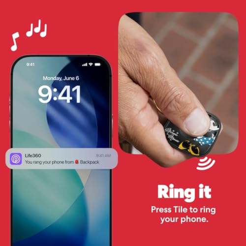 Image of Life360 Tile Starter Pack - Minnie Mouse - Bluetooth Trackers and Item Finders for Keys, Wallets & More. Both iOS and Android Compatible. Phone Finder. 2-Pack (Black Mate /Slim)