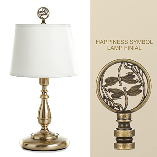 Canomo 2 Pieces Double Dragonflies Lamp Finials Hollowing Out Treatment For Lamp Shade, Antique Bronze #TOP4