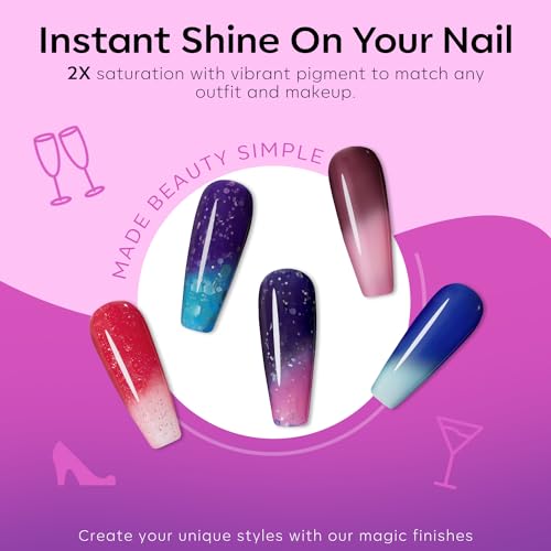 modelones Color Changing Gel Nail Polish Set, 6 Colors 2026 Valentine's Day Red Pink Glitter Blue Purple Mood Temperature Change Nail Polish Gel Set Soak Off Nail Art Gel DIY Salon Manicure Gift