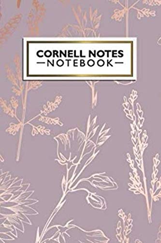 Cornell Notes Notebook: Pretty Metallic Rose Gold Cornell Note Paper Notebook. Cute Girly Large College Ruled Medium Lined Journal Note Taking System for School and University
