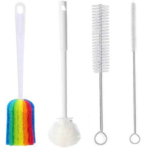Xemnys Bottle Cleaning Brush Set, Long Handle Bottle and Straw Cleaner Brushes for Washing Water Bottles, Drinks Bottles, Cups Scrubber, Glassware, Teapot Spouts, Pipes, Mugs