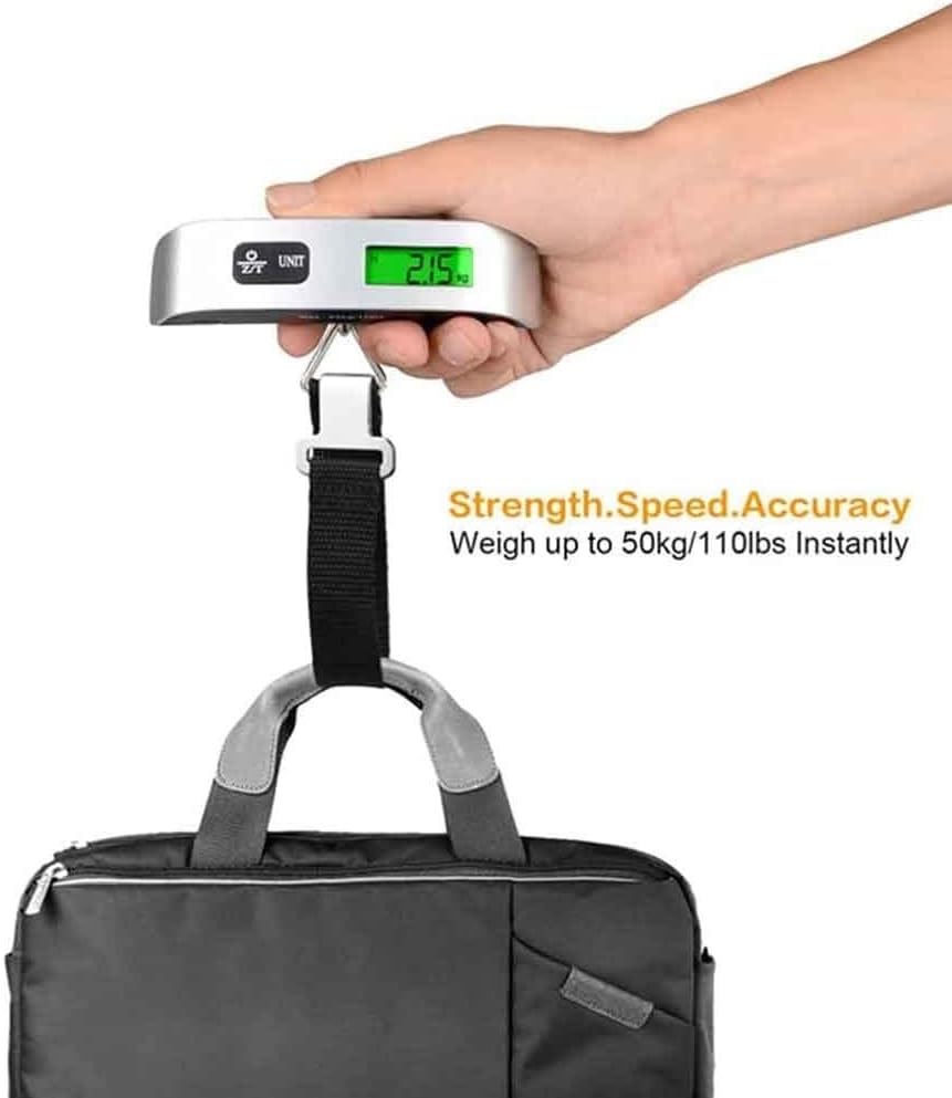 Portable Digital Hanging Scale，110 Lbs Digital Hanging Luggage Scale with Backlight for Travel, Rubber Paint Handle