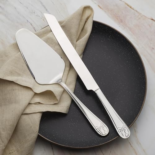Mikasa Love Story 2-Piece Cake Set, 18/10 Stainless Steel Pie Server and Cake Knife with Ribbon Handle Detail, Dishwasher Safe Flatware for Weddings and Special Occasions by Mikasa - Used condition - Image 5
