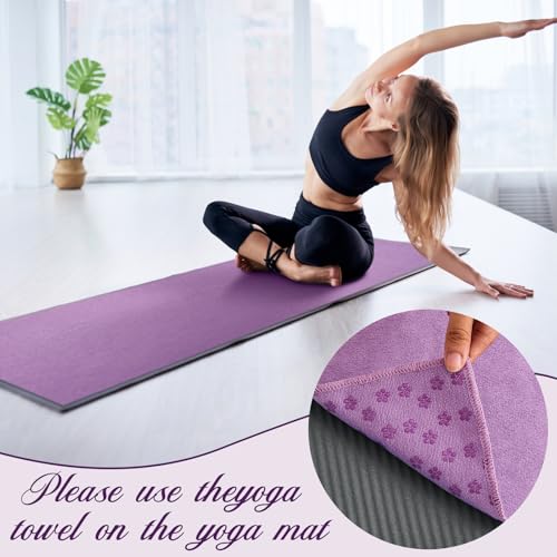 Breling 4 Set 72\" x 24\" Yoga Mat Towel with Grip Dot Microfiber Non Slip Hot Yoga Towel Absorbent Microfiber Sweat Anti-Slip Cover for Bikram, Pilates, Exercise and Fitness(Colorful) - Thumbnail 2