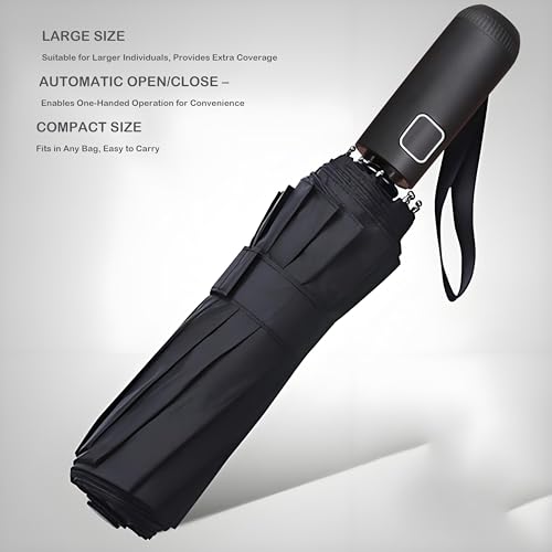 Image of SIEPASA Windproof Travel Compact Umbrella-Automatic Umbrellas for Rain-Compact Folding Umbrella, Travel Umbrella Compact, Windproof Umbrellas for Men Women Teenage.(Black, 54 Inch)