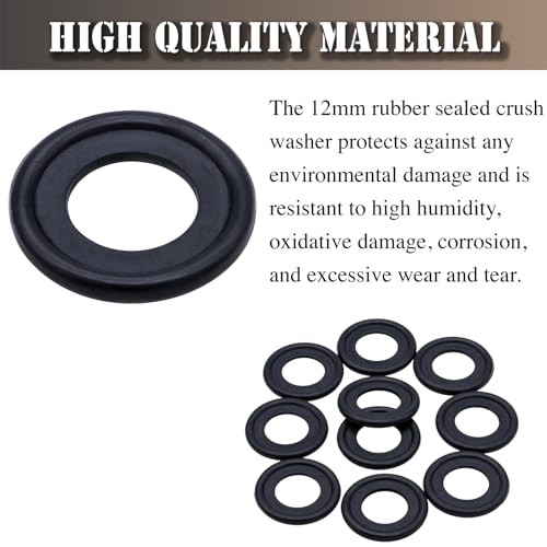 Image of 10PCS M12 Drain Plug Gasket Rubber Crush Washer Seals 12616850 3536966 Engine Oil Pan Drain Plug Seal Compatible with Chevy GMC Ford Engine Oil Crush Washers