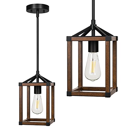 EDISHINE Pendant Light Fixtures 2 Pack with Clear Glass Globe Shade, Gold Kitchen Hanging Lighting Over Island, Hardwired Adjustable Metal Rod for Dining Room, Entryway Modern