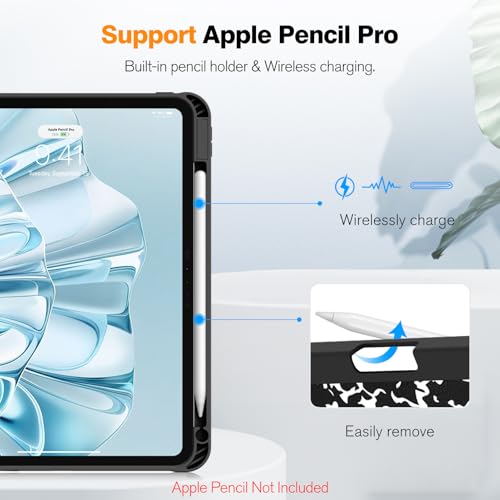 Image of Fintie SlimShell Case for iPad Pro 11-inch (M5) 2025 / (M4) 2024 - [Built-in Pencil Holder] Soft Flexible TPU Protective Stand Back Cover, Composition Book