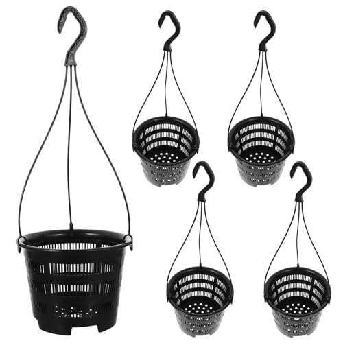 Toddmomy 5sets Orchid Hanging Pot Plastic Decorative Mesh Pots for Indoor Plant and Outdoor Decor