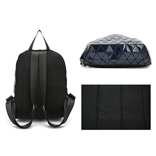 Image of Batcat Geometric Backpack Holographic Luminous Backpacks Reflective Bag Luminesk Irredescent Rucksack (Black triangle cut)