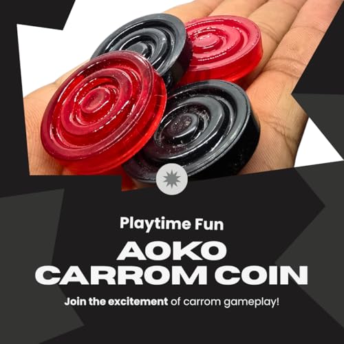 Image of AOKO 20 Crystal Carrom Coin with 1 Premium Striker and 1, 5gm Disco Carrom Powder Carrom Pawns (Pack of 20)