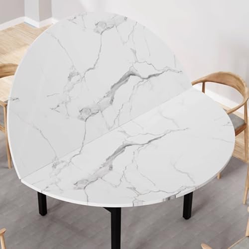 Foldable 2-Fold Round Table Top Extender - Wooden Replacement for Indoor/Outdoor Patio Tables, 90cm (35.4in) Temporary Table Top, Easy to Install