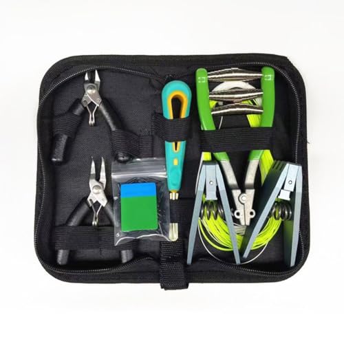 Vibsky Kit de herramientas de abrazadera de cuerda con alicates, punzón y ojal para reparación de raquetas de bádminton, tenis y squash