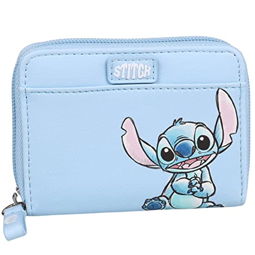 Stitch Disney Petit Portefeuille Zippé Bleu Clair 11x8 cm Cover