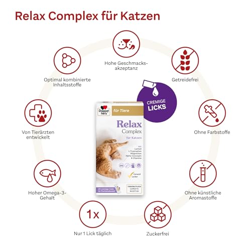 Doppelherz Relax Complex für Katzen - Mit Alpha-Casozepin und L-Tryptophan - Unterstützung für das mentale Wohlbefinden - 25 cremige Licks