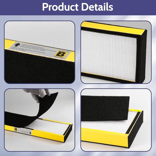Image of FLT4825 HEPA Filter B Replacement for Germ Guardian Air Purifier Filter Replacement for AC4825 AC4300 AC4800 AC4850 AC4900 Filter Replace, 4 Pack HEPA Filter B + 4 Carbon Pre-Filters