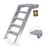 Scafom-rux Alu Podesttreppe - [5 Stufen] Außentreppe - 1 Meter Höhe, 58 cm breit - Treppe außen - Aluminiumtreppe für Teich, Garten und Gebäudezugang - Aussentreppen mit Podest - Treppen Bausatz