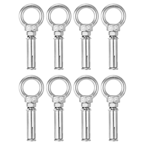 Image of uxcell Ring Lifting Expansion Eyebolt, 8pcs M6x50mm 304 Stainless Steel Expansion Screw with Eye Ring for Concrete Brick Wall