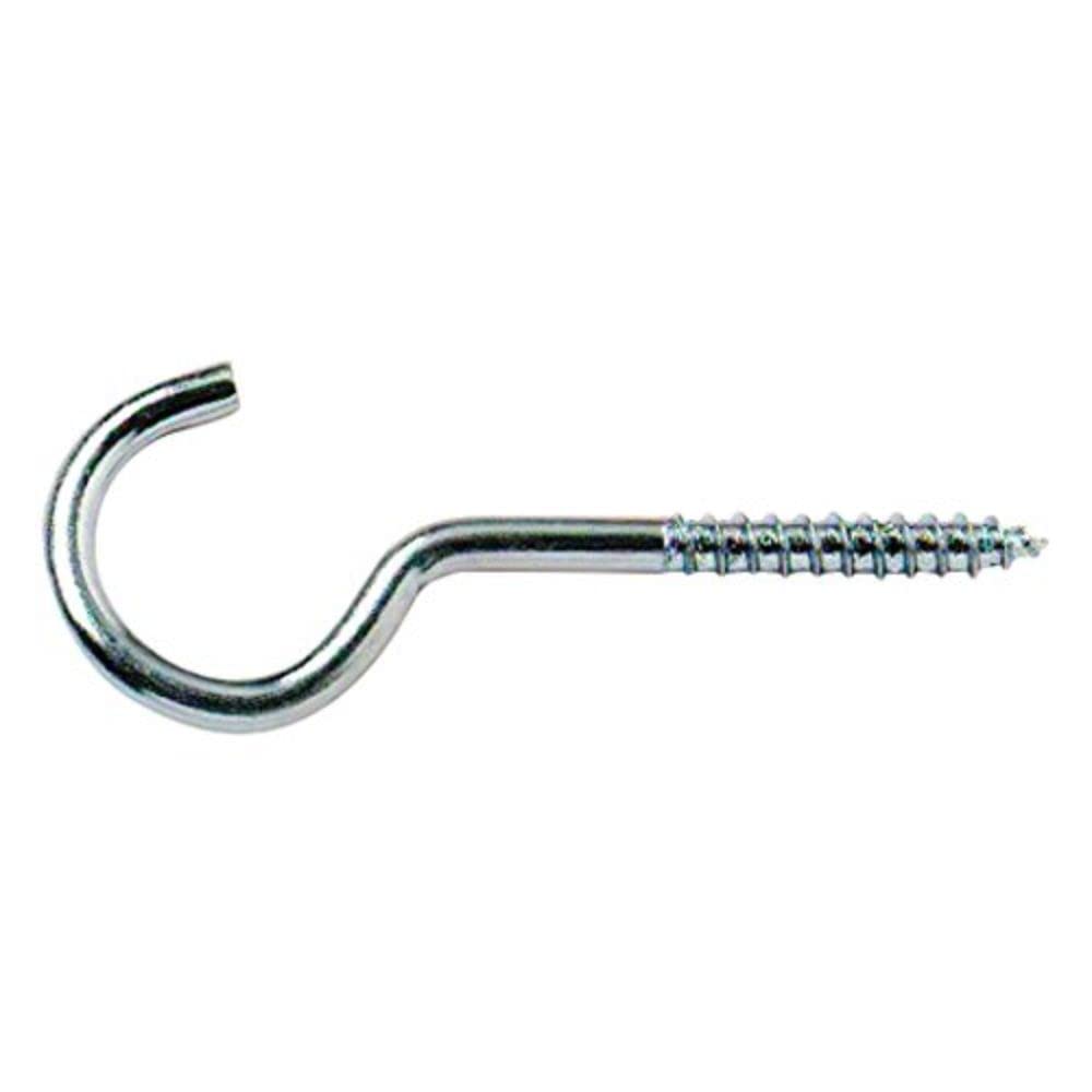 Merriway Bright Zinc Plated Bh04779 (2 Pcs) 100Mm (4 Inch) Bzp Steel Screw In Ceiling Hook - Pack Of 2 Pieces