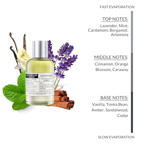 Image of Alternate Scents ENTERTAINER 100ml Long Lasting Perfume For Men |Strong& long Lasting with 30% Oil Concentration|| Fresh Spicy Vanilla| Fragrance From France | Made In India|