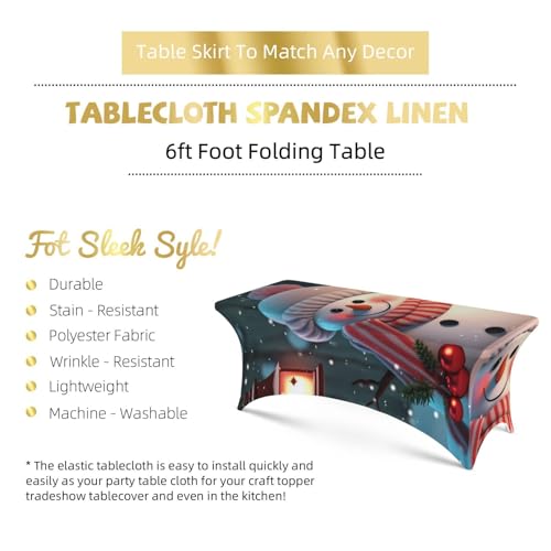 Nappe de table extensible anti-pli bonhomme de neige lavable pour protéger table rectangulaire