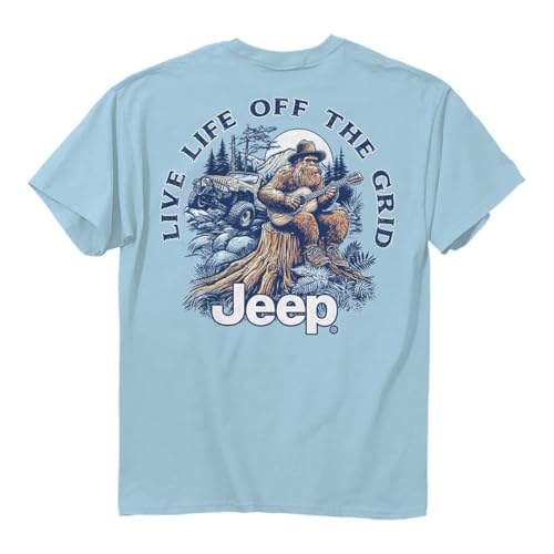 Jeep Sasquatch Off Grid Short Sleeve T-Shirt, Chambray | Sasquatch, Outdoors Design | 100% Ringspun Cotton