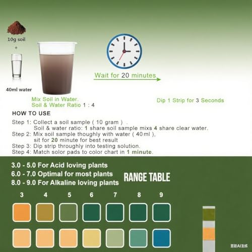 Image of 100 Soil pH Test Strips (pH 3-9) - Accurate Soil Testing Paper, Ideal for Garden, Lawn, Vegetables, Flowers & Indoor /Outdoor Plants