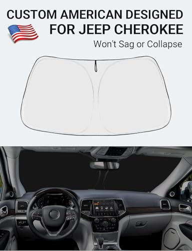 Image of Proadsy 2026 Upgrade Front Windshield Sun Shade Foldable Sunshade Protector Custom for Jeep Cherokee 2014-2023 (Not for Jeep Grand Cherokee) Trailhawk Overland Limited Latitude Altitude Accessories